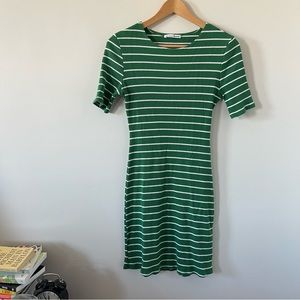 Reformation Kennedy Knit Green Stripe Mini Dress Sz Large